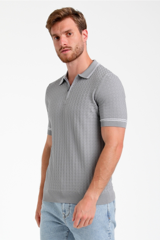 GESTRUCTUREERDE POLO 235525 605 grey melange